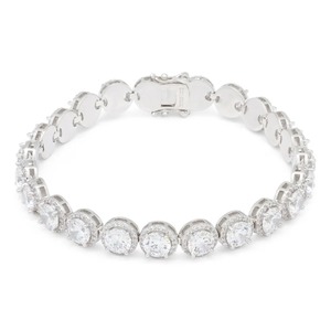Luxury gold and silver round halo tennis bracelet for <b>men</b> and women iced out hip hop jewelry elegant party wear - Product Image 2
