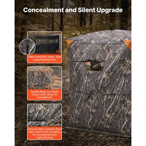 Tenda Termica Portatile per 2-3 Persone, Resistente, Mimetica, per Caccia agli Uccelli Acquatici, con Sedia a Tre Gambe e Borsa per il Trasporto - Product Image 3