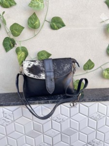 Natural Cowhide <b>Fur</b> Genuine Leather Sling Purse Western Crossbody Stylish Multi Purpose Unique Design Handbag - Product Image 5