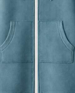 Sweat à capuche long zippé bleu sarcelle pour femme, manteau d'hiver en polaire décontracté et oversize avec poches, personnalisable OEM - Product Image 6