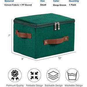 Velvet Fabric Storage <b>Boxes</b> Zipper Lid Foldable Washable Lidded Baskets for Closet <b>Shelf</b> Clothes Organization Decorative Bins - Product Image 2