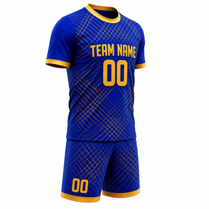 Uniformes de Fútbol para Hombre de Alta Calidad, Diseño Personalizado OEM, Fabricados en Fábrica, Impresión por Transferencia de Calor, Cintura Elástica, Manga Corta - Product Image 1