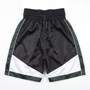 Shorts de Muay Thai pour hommes RYDOM, noir, vert, blanc, couleurs contrastées, satin, séchage rapide, respirant, logo avant, taille élastique - Product Image 3
