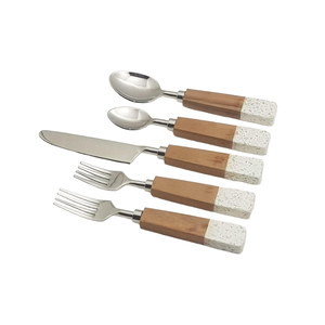 Ensemble de couverts modernes en marbre et bois pour mariages, hôtels et maisons - Product Image 1