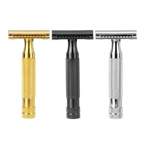 Afeitadora de seguridad de doble filo personalizable Kounain para hombre, duradera, de acero inoxidable, con doble cuchilla de plástico, para barbería, con opciones de color. - Product Image 4
