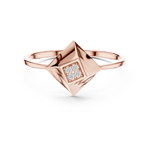 Anillo Minimalista de Oro Amarillo Sólido de 14k con Diamantes Cultivados en Laboratorio de Corte Redondo, Motivo Geométrico, Regalo Clásico de Boda - Product Image 6
