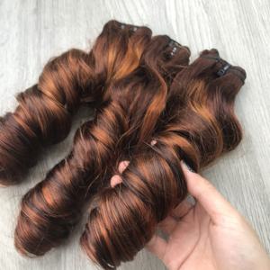 Extensiones de cabello humano crudo vietnamita virgen 100%, paquetes de trama alineados con cutícula rizada de primavera, nuevo Color de Piano, envío rápido - Product Image 2