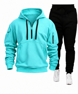 Ensemble de survêtement unisexe SANGLASPORTS respirant 100 % coton, imprimé hiver, à capuche, deux pièces, streetwear, vêtements de sport doux et légers - Product Image 3