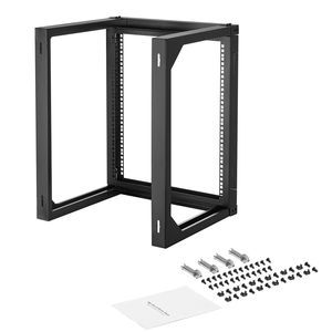 12U Wall Mount Server Rack Open <b>Frame</b> Network Rack 180 Degree Gate <b>Swing</b> Carbon Steel 150 Lbs Max Load Capacity <b>for</b> Data 32U - Product Image 1