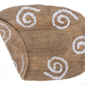 Tapis de bain ovale en coton avec motif en spirale blanche, design tufté, dos antidérapant, style moderne, usage domestique - Product Image 5