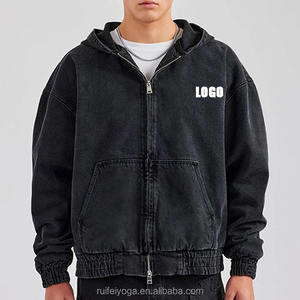 100% Cotton Washed <b>Black</b> Winter Casual Embroidered Button Front Solid Denim Hoodie <b>Jeans</b> <b>Jacket</b> Quick Dry Breathable - Product Image 1
