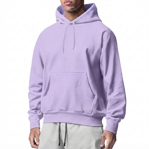 Men's <b>Navy</b> Blue Hooded <b>Sweatshirt</b> Loose Fit Polyester/Cotton Fleece Anti-Wrinkle Casual Pullover Front Pocket Autumn Wear 260g - Product Image 4