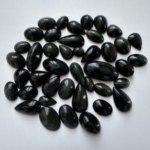 Cabujón de obsidiana negra TFH disponible para la venta, lote de 42 piezas y 300 gramos (1500), cristal curativo pulido a mano. - Product Image 1