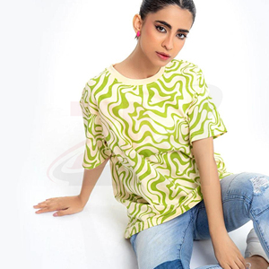 Camiseta Oversize para Mujer, Estampada, de Algodón Premium, Estilo Casual, OEM, ODM, Marca Privada, 100% Algodón, Corte Holgado - Product Image 5