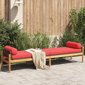 Banc de patio en rotin PE marron et rouge avec housses amovibles, mobilier d'extérieur élégant - Product Image 1