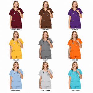 Uniformes Médicos Personalizados para Salón de Belleza, Uniformes de Enfermera, Blusas de Trabajo para Mujer - Blusa con Cuello en V y 4 Bolsillos, Tela Suave - Product Image 6