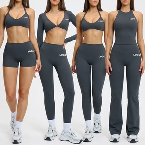 ชุดออกกำลังกายผู้หญิง 6 ชิ้น เสื้อชั้นในกีฬาระบายอากาศ กางเกงเลกกิ้งเอวสูง เสื้อกล้ามเสริมฟองน้ำ เสื้อครอปแขนยาว ชุดฟิตเนส โยคะ ออกกำลังกาย - Product Image 3
