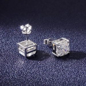 Pendientes de diamantes de compromiso y boda de 4 quilates, corte Asscher, oro de 14 quilates, diamante de laboratorio con certificación D VVS IGI, para hombre y mujer - Product Image 2