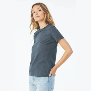 100% Airlume Combed and <b>Ring</b> Spun Cotton 32 Single 4.2 oz Vintage Navy Womens Relaxed Women's Short Sleeve O Neck T-Shirt - Product Image 2