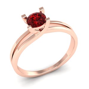 REYES New Design 14K Solid Gold Round Brilliant Cut 0.5 Carat Garnet Gemstone <b>Ring</b> For Women OEM ODM <b>Customized</b> Fine Jewelry - Product Image 2