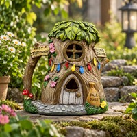 Décoration de jardin féérique extérieure en résine, alimentée à l'énergie solaire, avec une lueur ambiante jaune chaleureuse