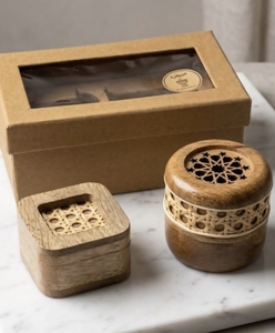 Quemador de incienso artístico de madera Mubkhar, soporte decorativo árabe para quemar Bakhoor y Oud, para meditación y prácticas espirituales. - Product Image 2