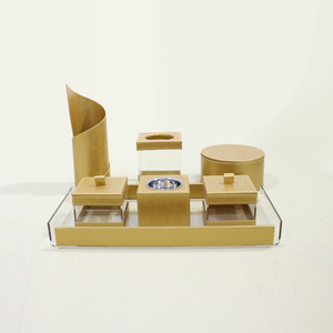 Ensemble de brûleurs d'encens en cuir bleu royal de luxe présentés sur un plateau en acrylique, collection complète de blocs de rangement multi-conteneurs - Product Image 5