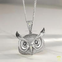 Pendentif de luxe en forme de visage d'oiseau en argent sterling 925 avec diamant Moissanite VVS, bijoux Hip Hop