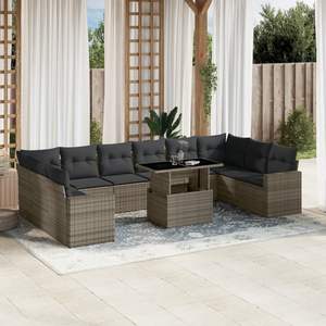 Conjunto de Sofá Modular de Jardín en Ratán Gris con Reposabrazos Ajustables, Muebles de Exterior de Diseño Contemporáneo para 6 Personas - Product Image 3