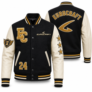 Men's Varsity <b>Jacket</b> Woolen Body Waterproof Windproof <b>Reversible</b> Embroidered Logo Winter Wear Quilted Lining - Product Image 1