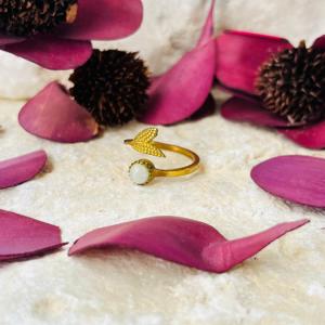 Mermaid Tail Design <b>ring</b> Moonstone <b>Rings</b> Gold plated <b>Brass</b> Open <b>Rings</b> for Women - Product Image 3