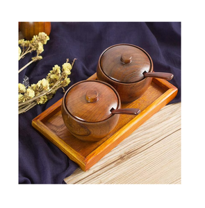 Wood Sugar Pot/<b>Jar</b> Top Quality Product Natural Acacia Wood Salt <b>Spice</b> Pot Wooden Sugar And Creamer Pots - Product Image 1