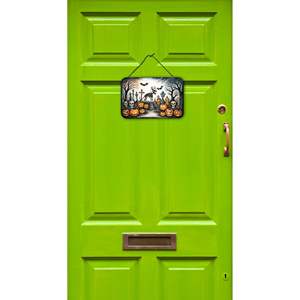 Multicolor nuevo 8HX12W aluminio Metal pared colgante espeluznante Halloween mascota cementerio signo para cocina Bar baño decoración del hogar - Product Image 2