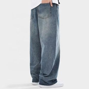 Pantalones Vaqueros Personalizados para Hombre, de Algodón Lavado de Alta Calidad, Corte Holgado, Estilo Cargo, Pierna Ancha - Product Image 2