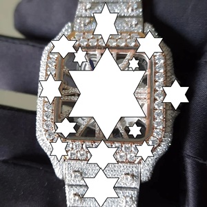 Montre mécanique de luxe pour homme, style Hip Hop, squelette carré, en or rose, entièrement sertie de moissanite - Product Image 1