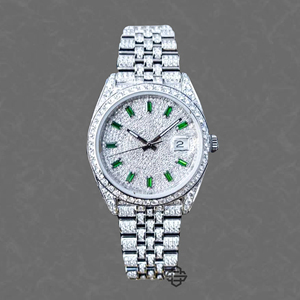 Montre de luxe pour homme la plus vendue, en acier inoxydable, cadran à quartz, verre serti de diamants Moissanite, bracelet 20 mm, montre 41 mm - Product Image 1