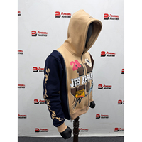 Hoodie Pria Terbaru 2026 Oversized Streetwear Vintage 100% Katun Tebal Full Zip Kasual Drop Shoulder Ritsleting Samping