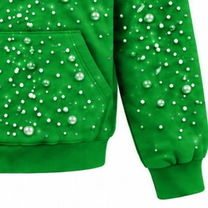 Sweat à capuche unisexe vert perlé avec cordon de serrage, poche kangourou, style streetwear décontracté et personnalisable - Product Image 5