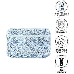 Protective Padded Luxurious Portable Laptop Sleeve Cotton Eco Friendly Handmade Jaipur Print Case <b>Quilted</b> Design Zipper Pockets - Product Image 4