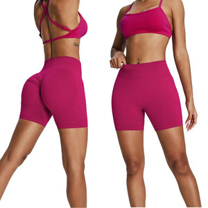 2026 Wholesale Solid Seamless 2-Piece Women Activewear Set Sports <b>Bra</b> Shorts for Gym Yoga OEM Custom Logo Breathable Fitness - Product Image 1