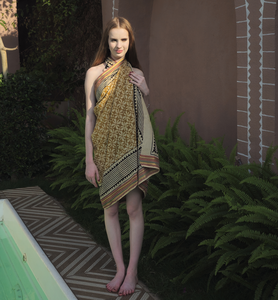 Sarong imprimé à la main pour femme avec broderie Zari, paréo de plage en coton imprimé, jupe portefeuille faite à la main, cache-maillot de bain, sarong de vacances - Product Image 4
