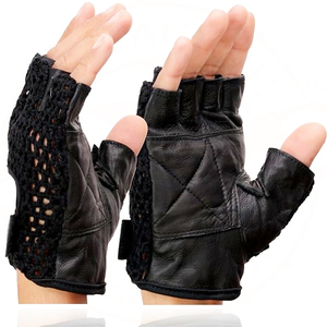 Gants de moto en cuir de vachette noir pour homme Samroz Sports - Product Image 4