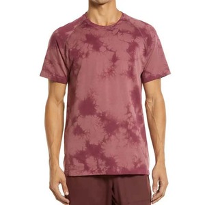 Camiseta Casual de Manga Corta con Cuello Redondo y Estampado Tie-Dye para Hombre, Tejido de Punto, Corte Regular, Color Rojo Granate - Product Image 2
