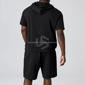 <b>Men</b> Full <b>Sleeve</b> <b>Hoodie</b> <b>Shorts</b> Set High Quality Print Winter Wear Regular Fit Sun Faded Acid Wash Lightweight Knitted 100% Cotton - Product Image 4