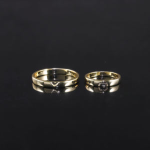 AMBER JEWELS Unisex Yellow Gold Rhodium Plated IGI Certified Engagement <b>Plain</b> Band <b>Ring</b> Classic Wedding Style Solid Gold Jewelry - Product Image 3