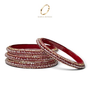 Party Wear Kashmiri Bridal Maroon <b>Red</b> Glass Bangles Trendy Zirconia Gold Plated Wedding Festive Wear Wholesale Price - Product Image 5