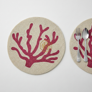 Napperons de table de luxe en satin perlé, brodés, faits à la main, décoratifs, à motifs colorés, personnalisables, pour l'exportation, vente en gros - Product Image 6