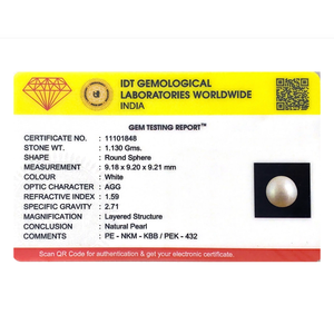 Certified Natural Freshwater Pearl 55 Carat Loose Gemstone 9mm for Fine Jewelry Making - Product Image 3