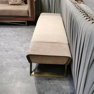 Puf Otomano Moderno Grande con Asiento de Terciopelo, Base Metálica Dorada, Florero de Suelo Multifuncional, Embalaje Personalizable, Pufs Indios - Product Image 4