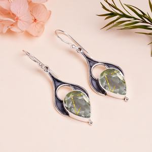 Amethyst Drop <b>Earrings</b> 925 Sterling Silver Dangle Pear Gemstone Handmade Jewelry Gift for Women Export India Nikhil Gems NG-033 - Product Image 4